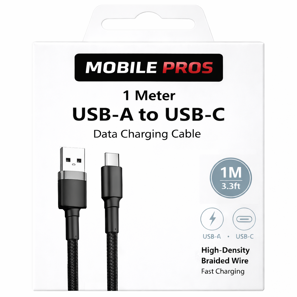 Heavy Duty Braided USB-A to USB-C Cable - 1 Meter