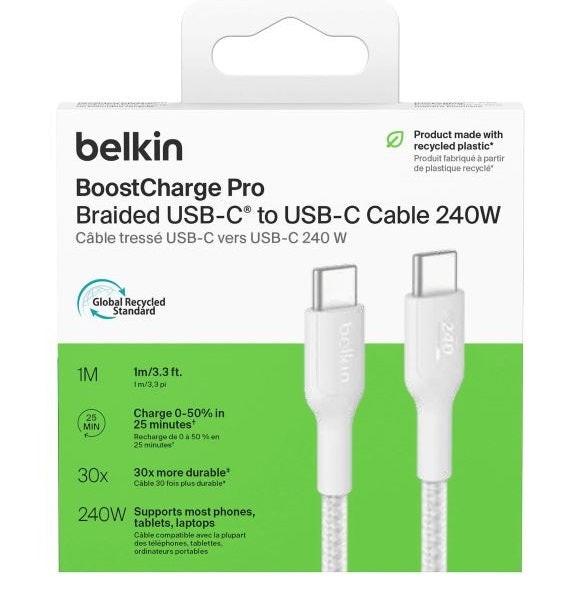 Belkin Braided USB-C to USB-C Cable - 1 Meter ( White )