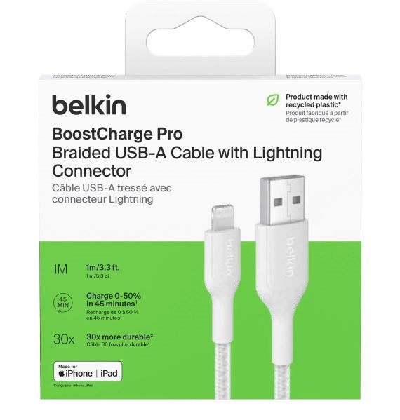 Belkin Braided USB-A to Lightning Cable - 1 Meter