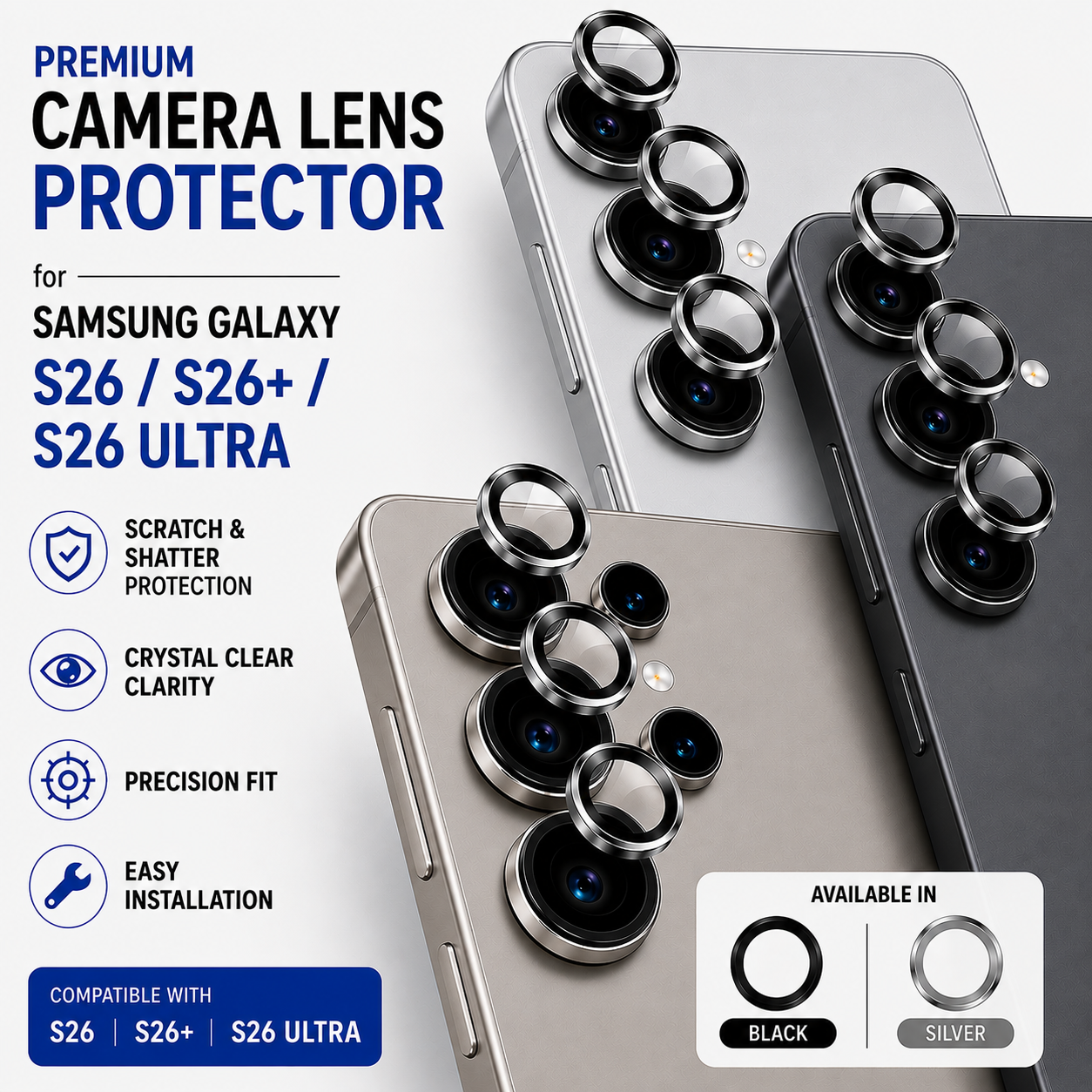 Samsung S26 / S26+ / S26 Ultra Camera Protectors