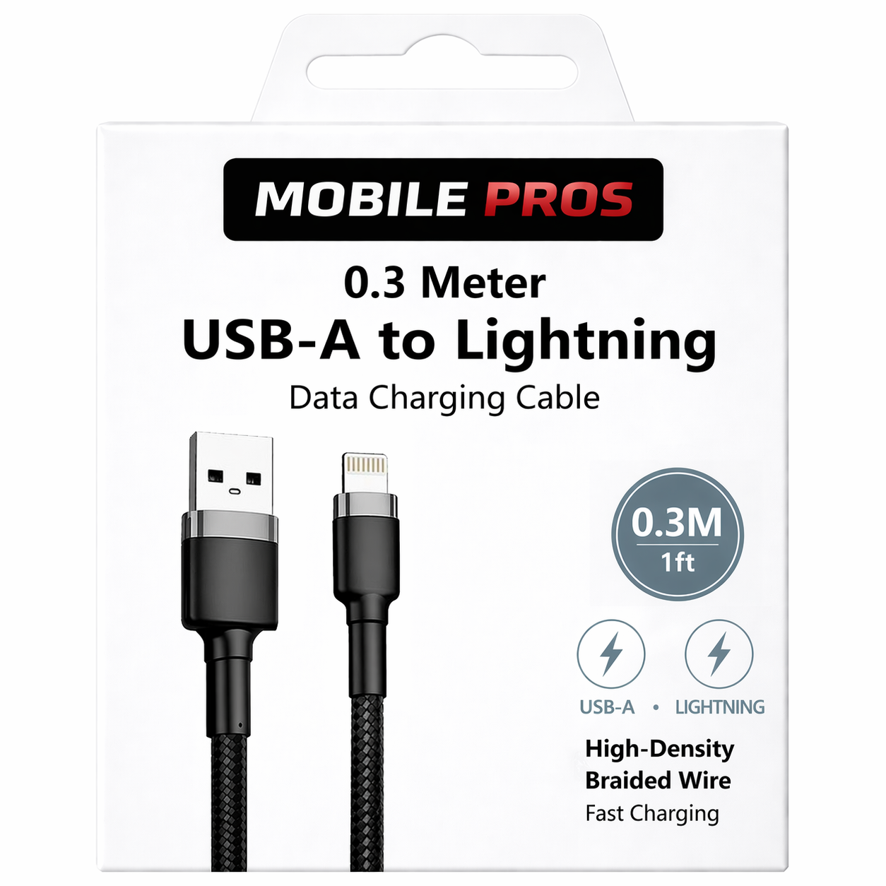 Heavy Duty Braided USB-A to Lightning Cable - 30cm - 3m