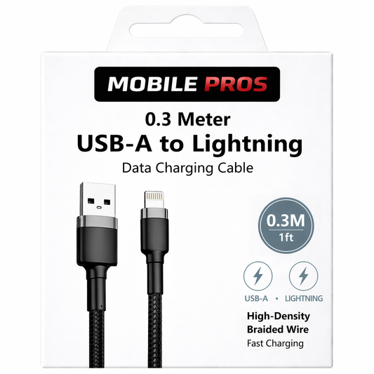 Heavy Duty Braided USB-A to Lightning Cable - 30cm - 3m