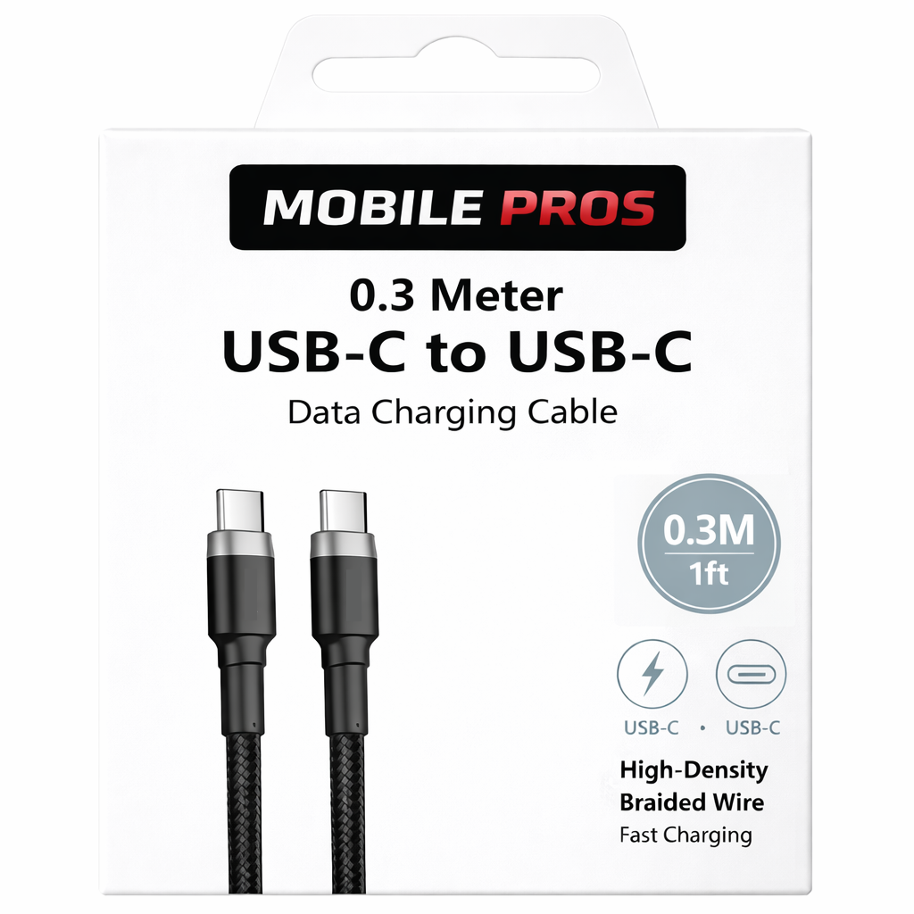 Heavy Duty Braided USB-C to USB-C Cable - 0.30 Meter