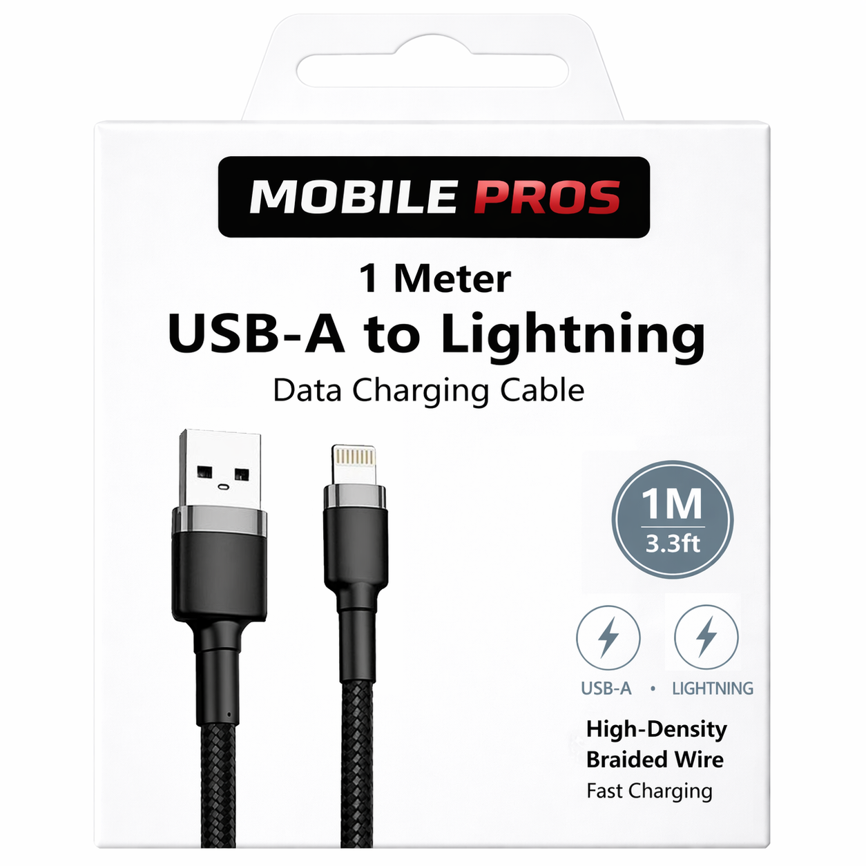 Heavy Duty Braided USB-A to Lightning Cable - 30cm - 3m