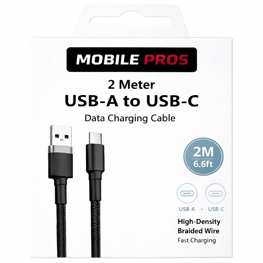 Heavy Duty Braided USB-A to USB-C Cable - 2 Meter