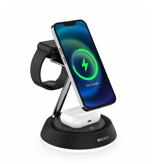 Premium 3 in 1 Wireless Charging Station for Apple Devices - Black