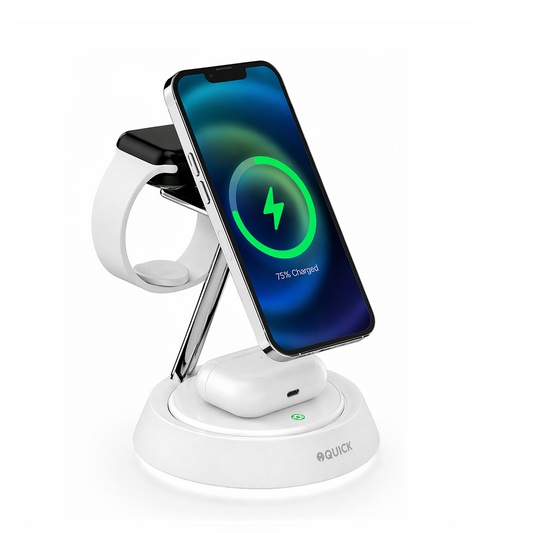 Premium 3 in 1 Wireless Charging Station for Apple Devices - White