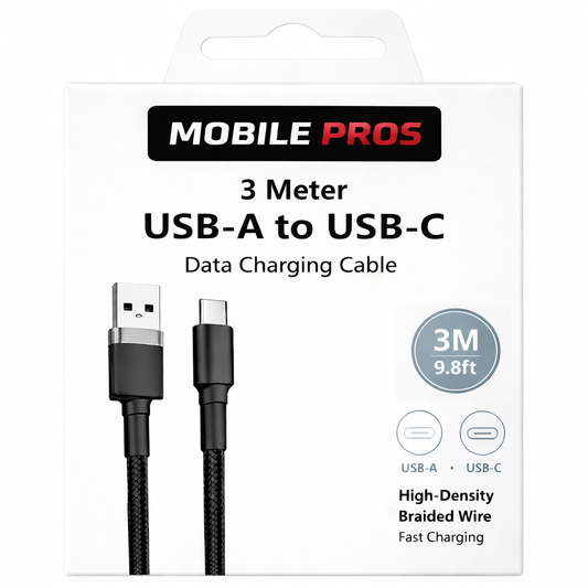 Heavy Duty Braided USB-A to USB-C Cable - 3 Meter