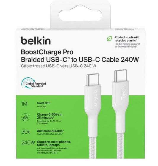 Belkin Braided USB-C to USB-C Cable - 1 Meter ( White )