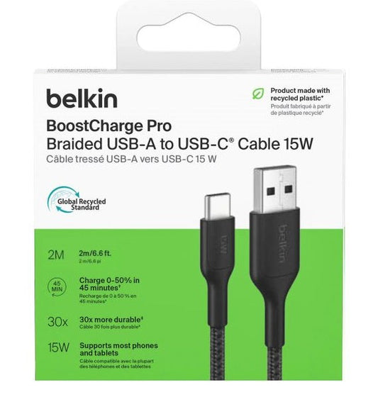 Belkin Braided USB-A - USB-C Cable - 2m