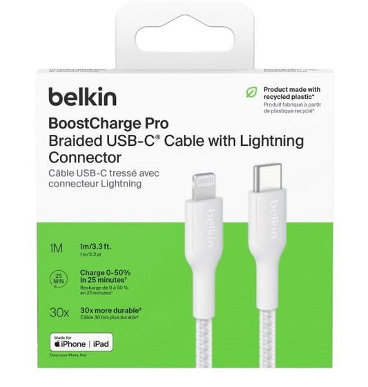 Belkin Braided USB-C to Lightning Cable - 1 Meter