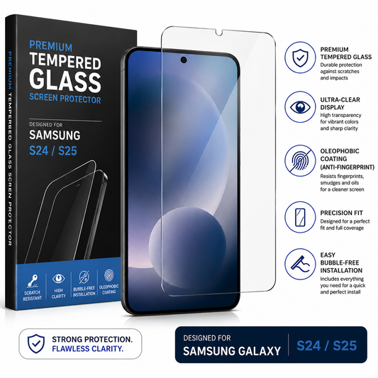 Samsung Galaxy S24 / S25 Tempered Glass - Premium