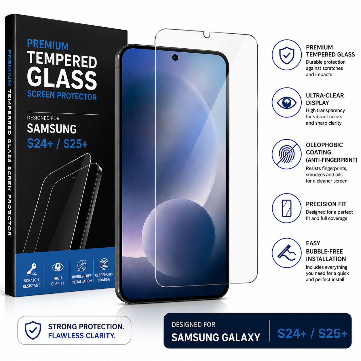 Samsung Galaxy S24+ / S25+ Tempered Glass - Premium