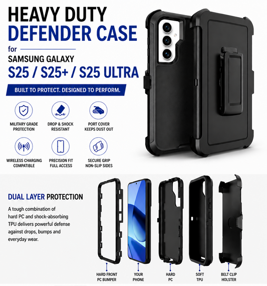 Samsung S25 / S25+ / S25 Ultra -  Heavy Duty Defender / Tradie / Armour Case