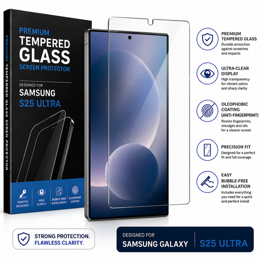 Samsung Galaxy S25 Ultra Tempered Glass - Premium