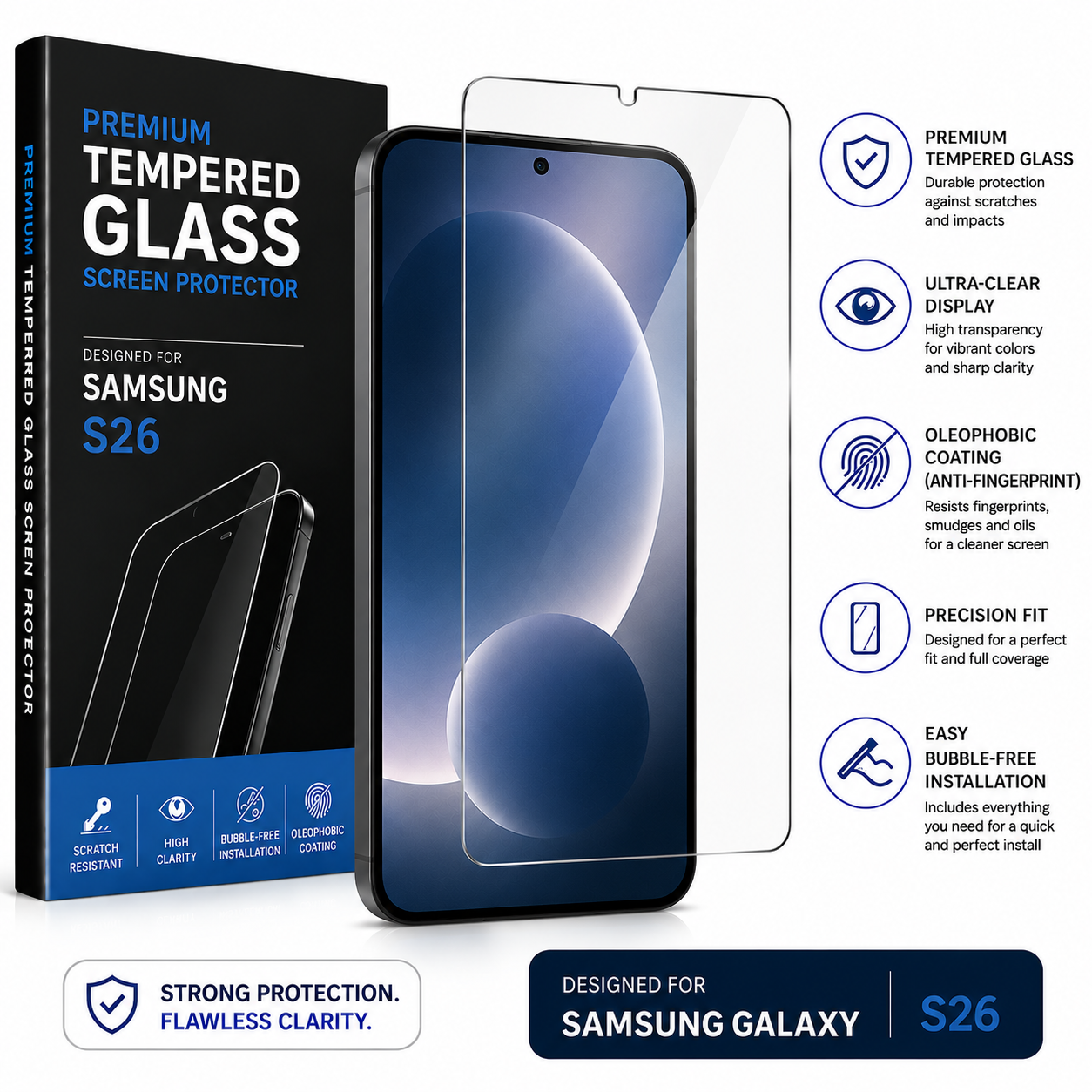 Samsung Galaxy S26 Tempered Glass - Premium