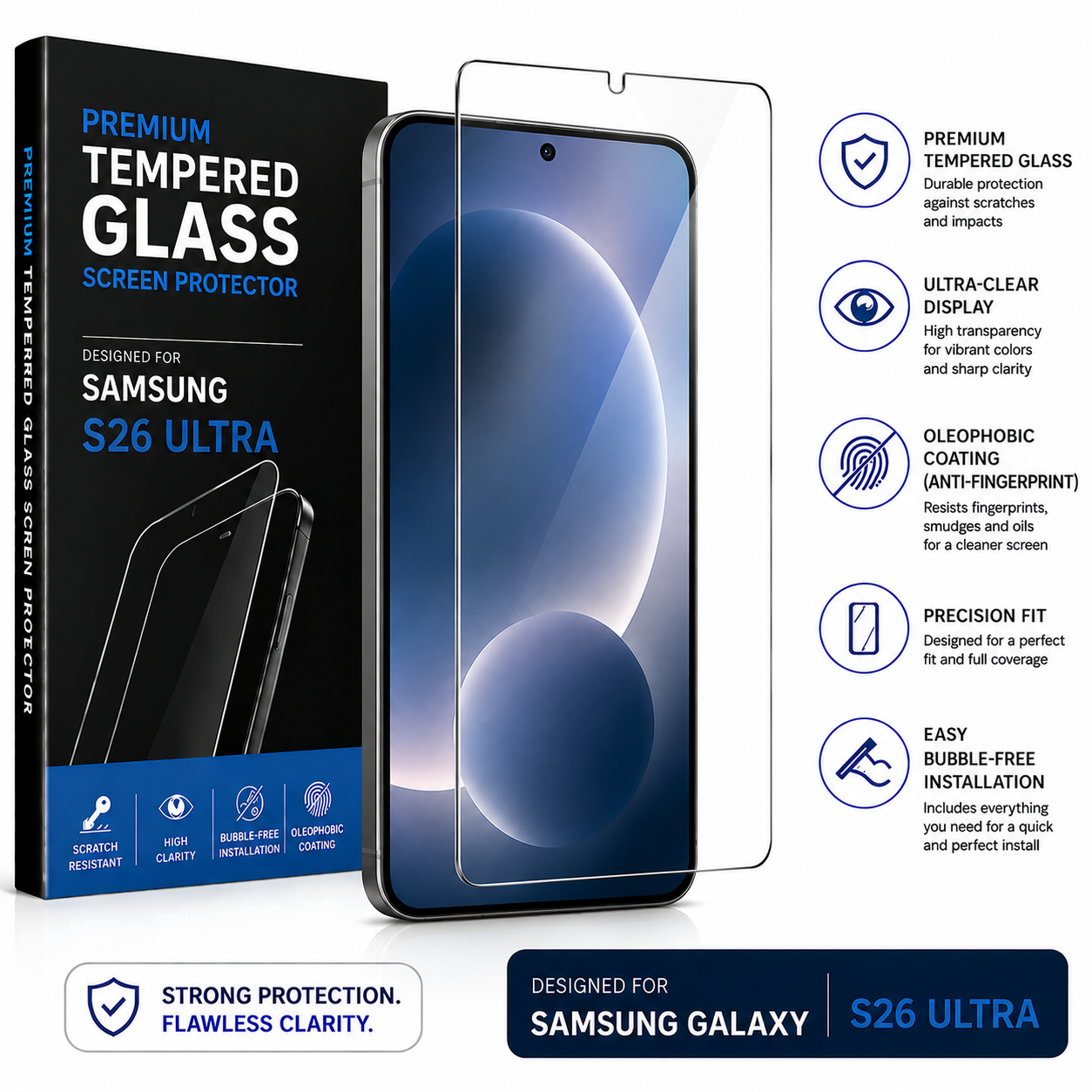 Samsung Galaxy S26 Ultra Tempered Glass - Premium