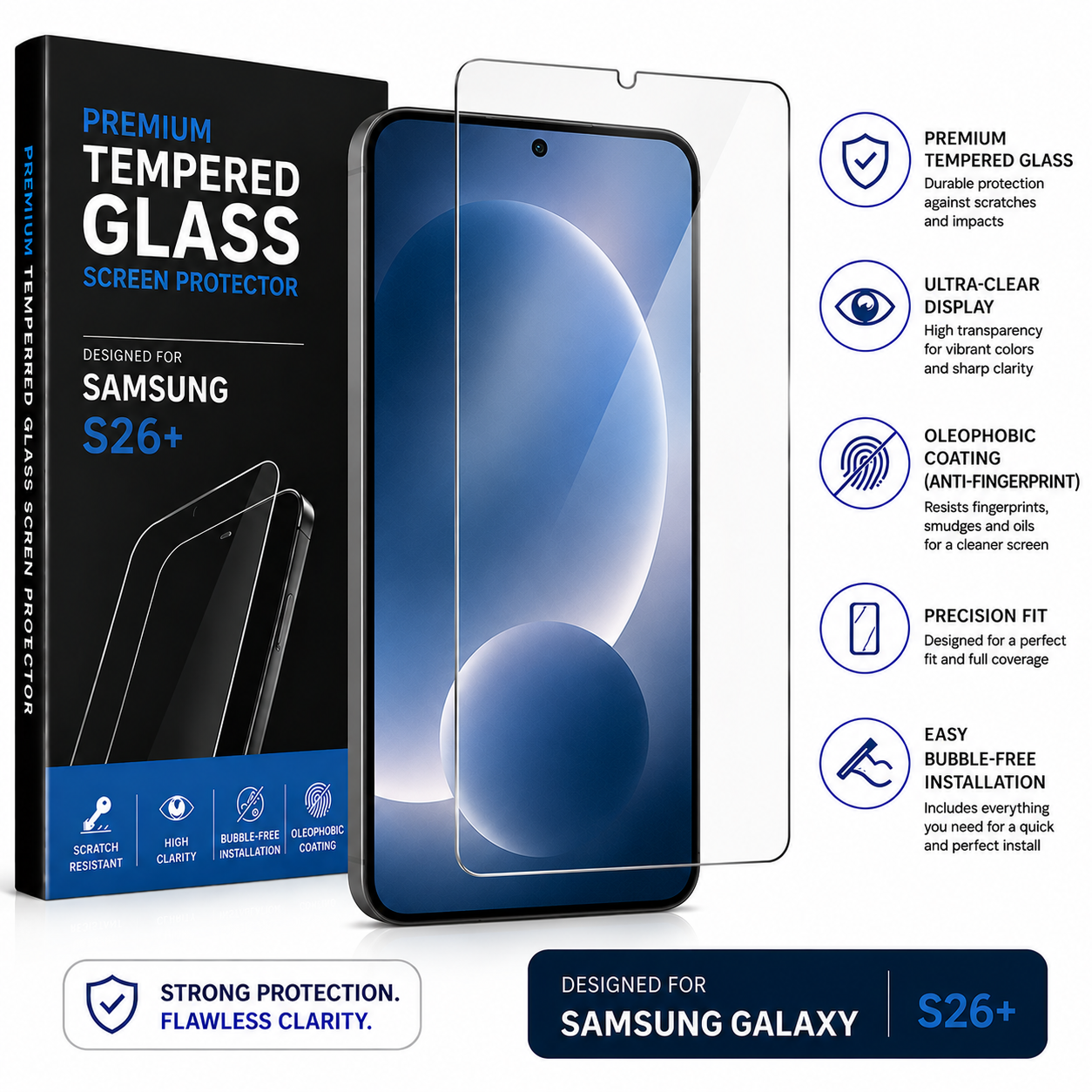 Samsung Galaxy S26+ Tempered Glass - Premium